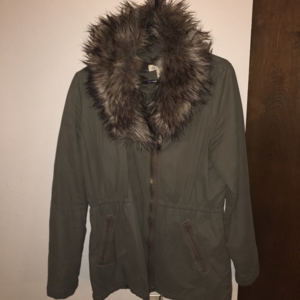 H&M parka jacket with fur lined collar